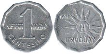 moneda Uruguay 1 centesimo 1977