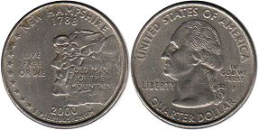moneda Estados Unidos 1/4 dólar 2000 New Hampshire