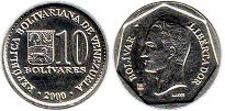 moneda Venezuela 10 bolivares 2000