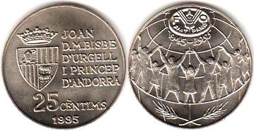 Andorra 25 centimes 1995