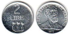 San Marino 2 lire 1972