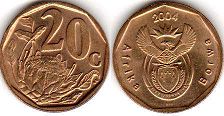 South Africa 20 cents 2004