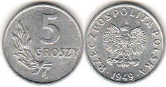 Polska 5 groszy 1949