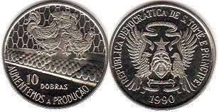 Saint Thomas and Prince 10 dobras 1990