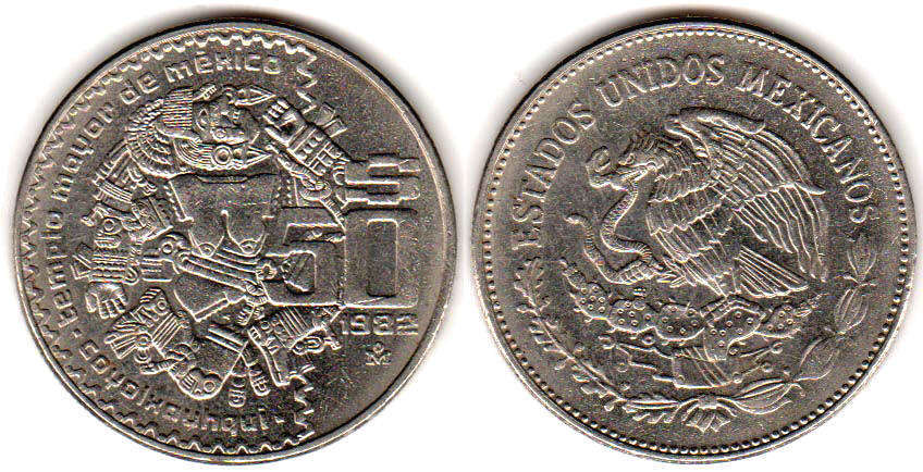 Mexican coin 50 pesos 1982