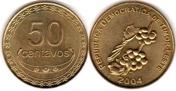 East Timor Leste Set 5 coins 1 5 10 25 50 centavos 2004 Indonesia Portugal UNC