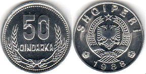 coin Albania 50 qindarka 1988