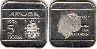 coin Aruba 5 florins 1996