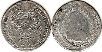 mince Bohemia 20 kreuzer 1775