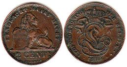 coin Belgium 2 centimes 1909