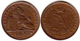 coin Belgium 2 centimes 1911