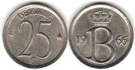 pièce Belgique 25 centimes 1966