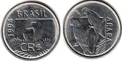 moeda brasil 5 cruzeiros real 1994