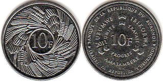 piece Burundi 10 francs
