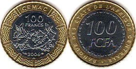 coin Central African States (CFA) 100 francs 2006
