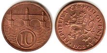 mince Czechoslovakia 10 haleru 1938