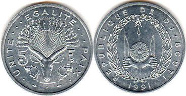 coin Djibuti 5 francs