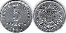 coin German Empire 5 pfennig 1918