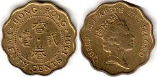 coin Hong Kong 20 cents 1991