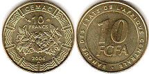 coin Central African States (CFA) 10 francs 2006
