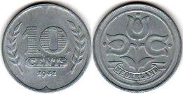 monnaie Pays-Bas 10 cents 1941