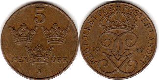 mynt Sverige 5 öre 1950