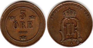 mynt Sverige 5 öre 1898