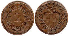 Münze Schweiz 2 rappen 1928