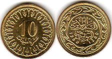coin Tunisia 10 millim 1960