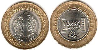 coin Turkey 1 lira 2012