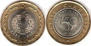 moneda Turquía 1 lira 2012 justicia