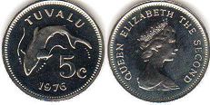 coin Tuvalu 5 cents 1976