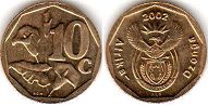 coin South Africa 10 cents 2002