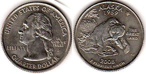 moneda Estados Unidos 1/4 dólar 2008 Alaska