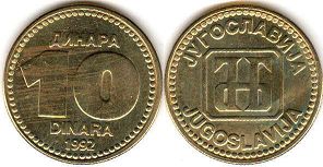 coin Yugoslavia 10 dinara 1992