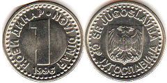 coin Yugoslavia 1 new dinar 1996