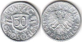 coin Austria 50 groschen 1955