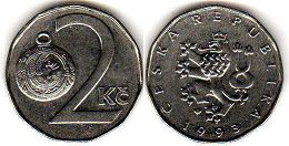mince Czech 2 koruny 1993