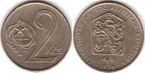 mince Czechoslovakia 2 koruny 1974