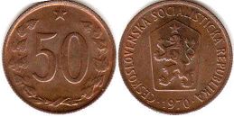 coin Czechoslovakia 50 haleru 1970