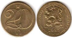 coin Czechoslovakia 20 haleru 1985