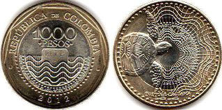 moneda de 1000 mil pesos colombianos 2012