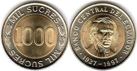 coin Ecuador 1000 sucre 1997