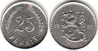 mynt Finland 25 pennia 1921