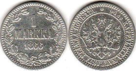 coin Finland 1 markka 1866