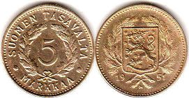 coin Finland 5 markkaa 1951