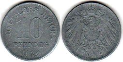 coin German Empire 10 pfennig 1920