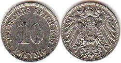 coin German Empire 10 pfennig 1914