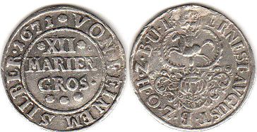 coin Osnabrück 12 mariengroschen 1671