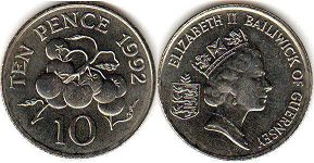 coin Guernsey 10 pence 1992